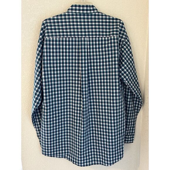 Cinch Shirt Mens Large Western Plaid Blue Check Teal Button Up Casual Work Rodeo - Picture 4 of 15